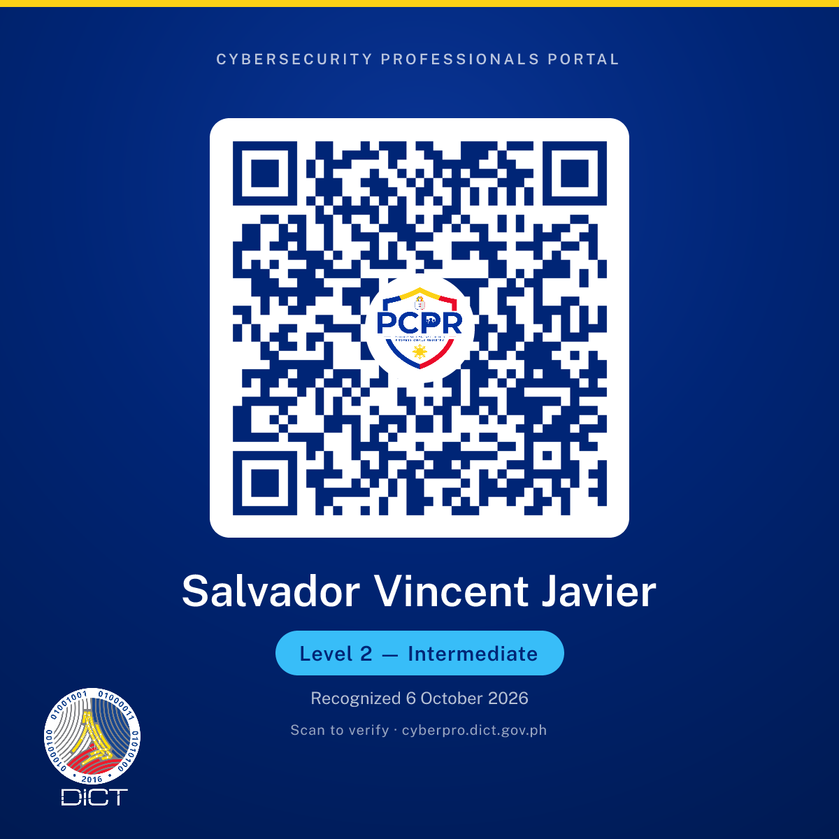 Cybersecurity Professional — Level 2 Intermediate certificate