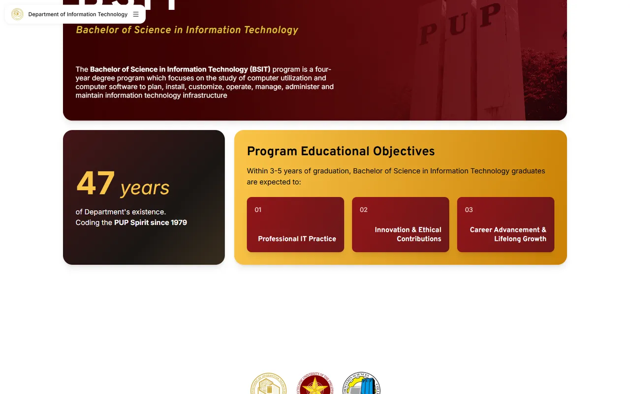 Screenshot of PUP DIT Accreditation